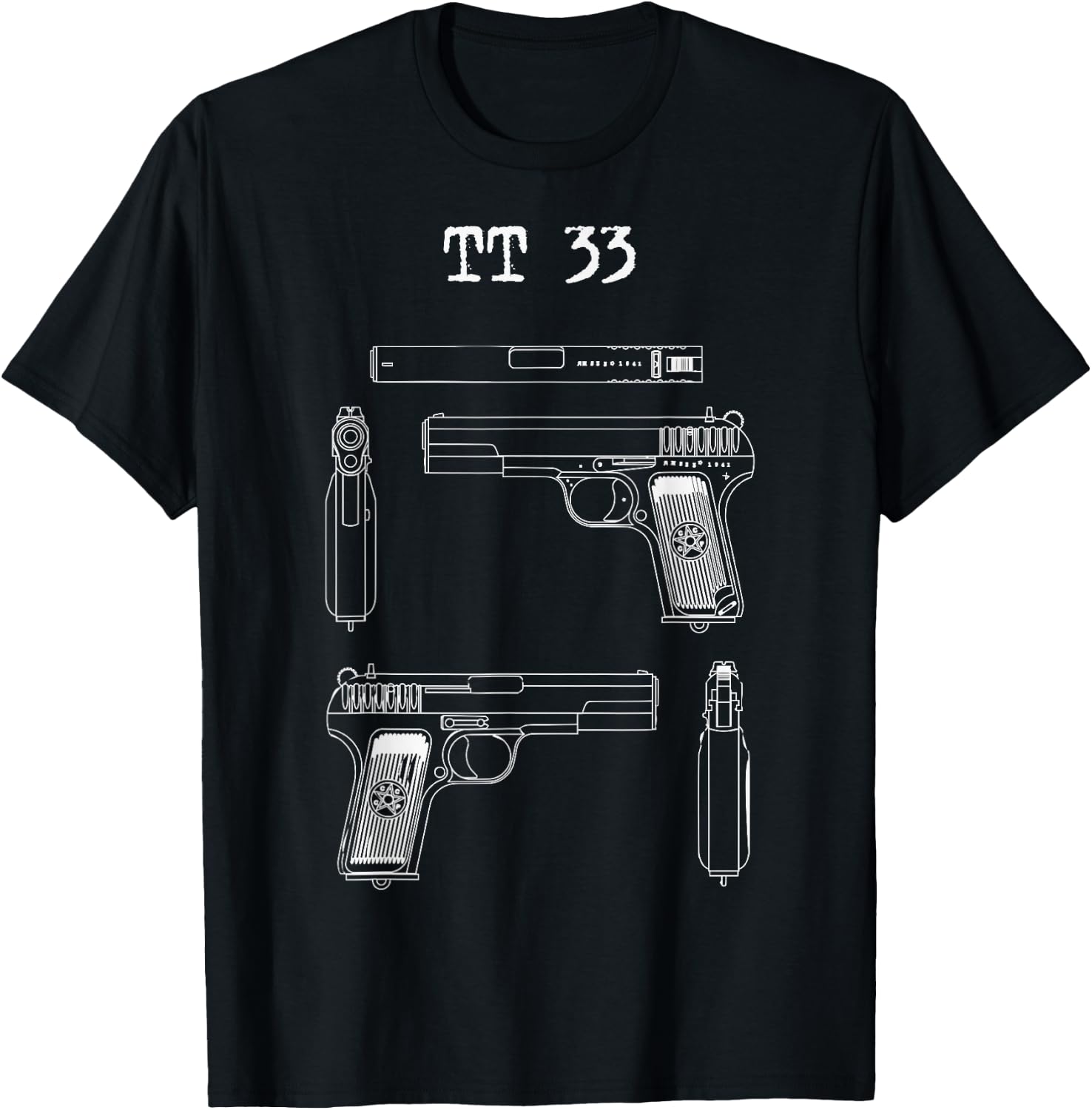 TT33 Tokarev blueprints, range T-Shirt - T-Shirt | Black