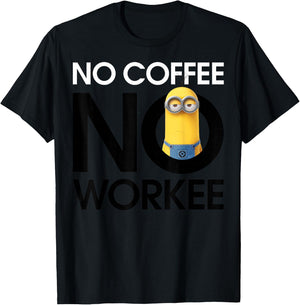 Despicable Me Minions No Coffee No Workee Graphic T-Shirt - T-Shirt | Black