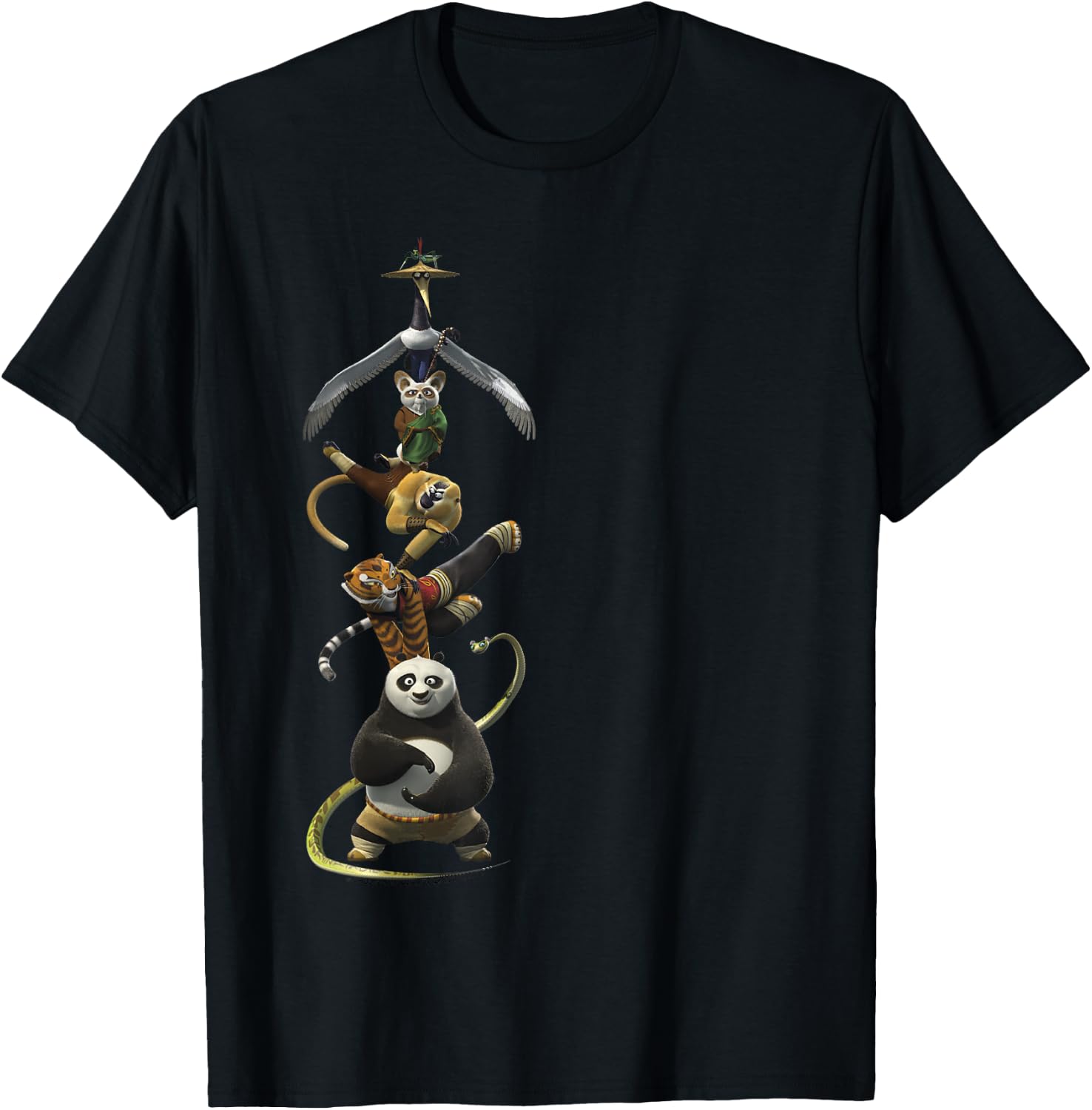 Kung Fu Panda Po and The Furious Five Stack Portrait T-Shirt - T-Shirt | Black