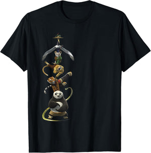 Kung Fu Panda Po and The Furious Five Stack Portrait T-Shirt - T-Shirt | Black