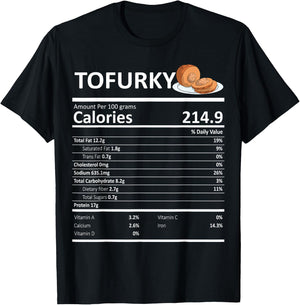 Tofurky Nutritional Facts Thanksgiving X-Mas Holiday Vegan T-Shirt - T-Shirt | Black