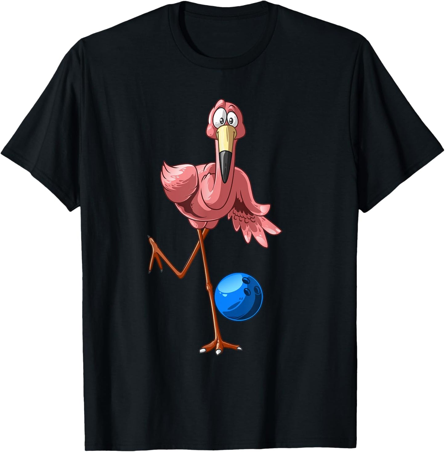 Cool Bowling Flamingo | Funny Shorebirds Lover Player Gift T-Shirt - T-Shirt | Black
