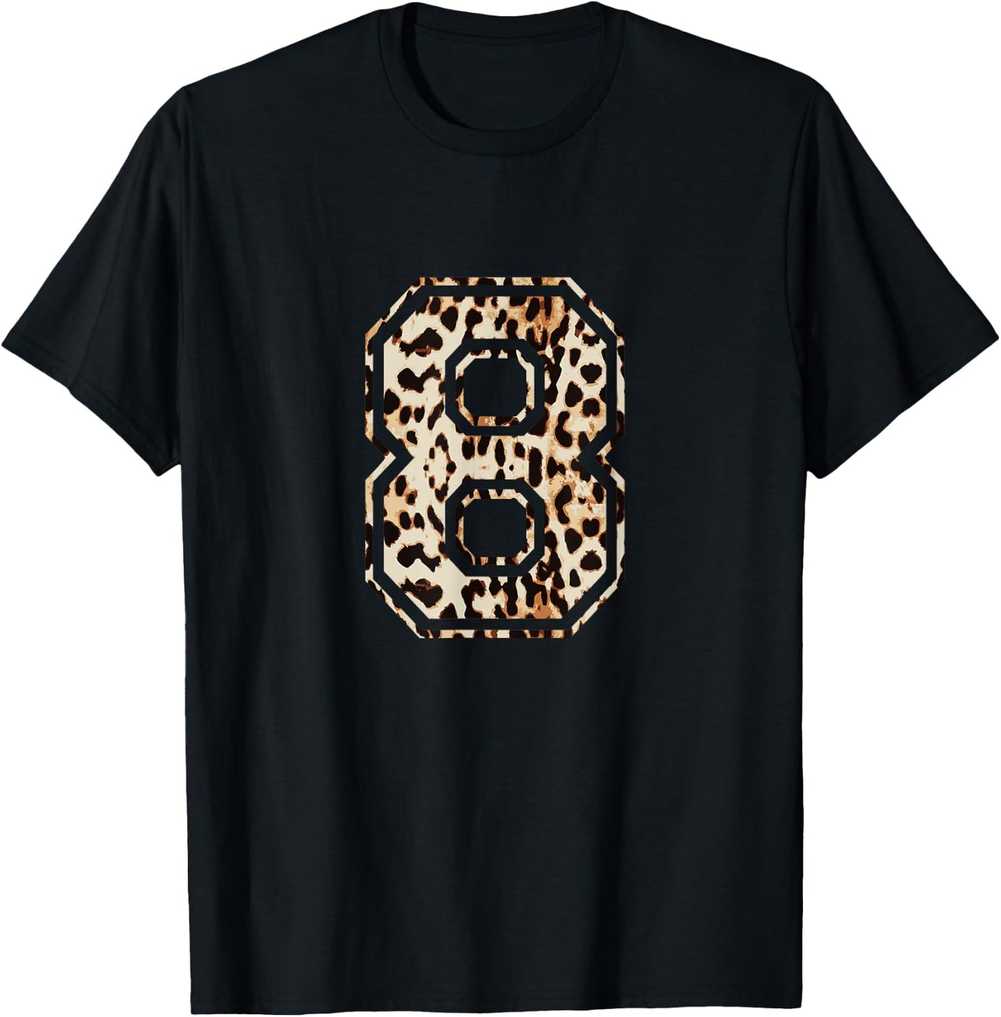 Cool Number 8 Game Football Leopard Cheetah Print T-Shirt - T-Shirt | Black