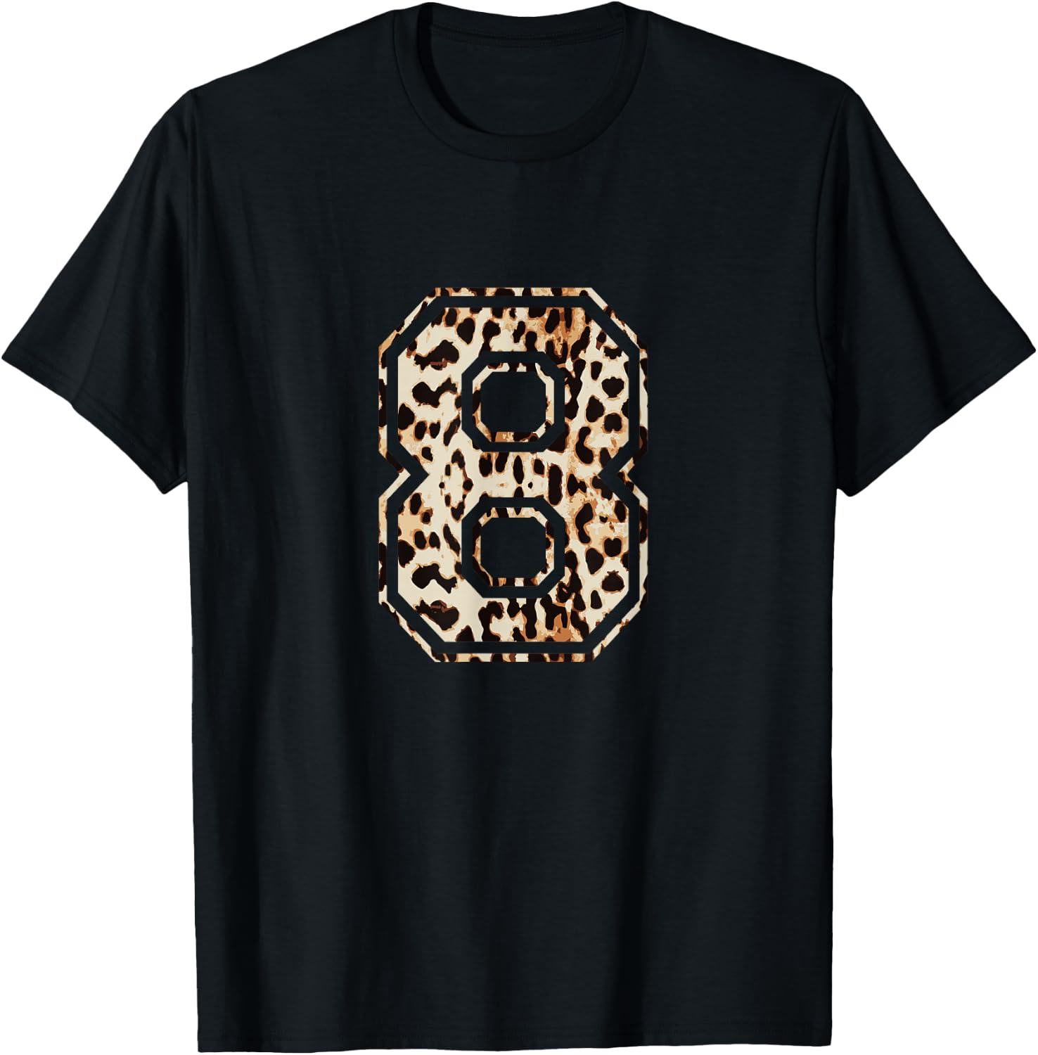 Cool Number 8 Game Football Leopard Cheetah Print T-Shirt - T-Shirt | Black