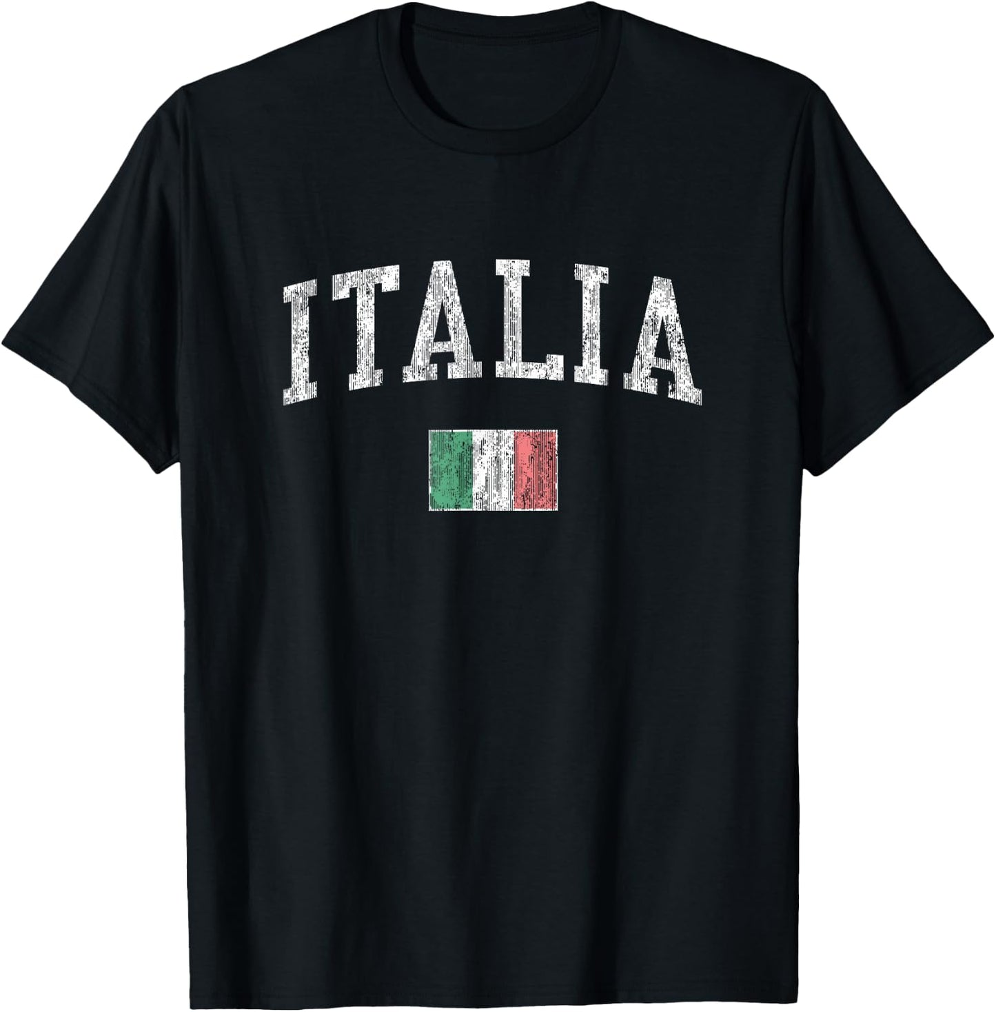 Italy Vintage Italia Sports Design Italian Flag T-Shirt - T-Shirt | Black