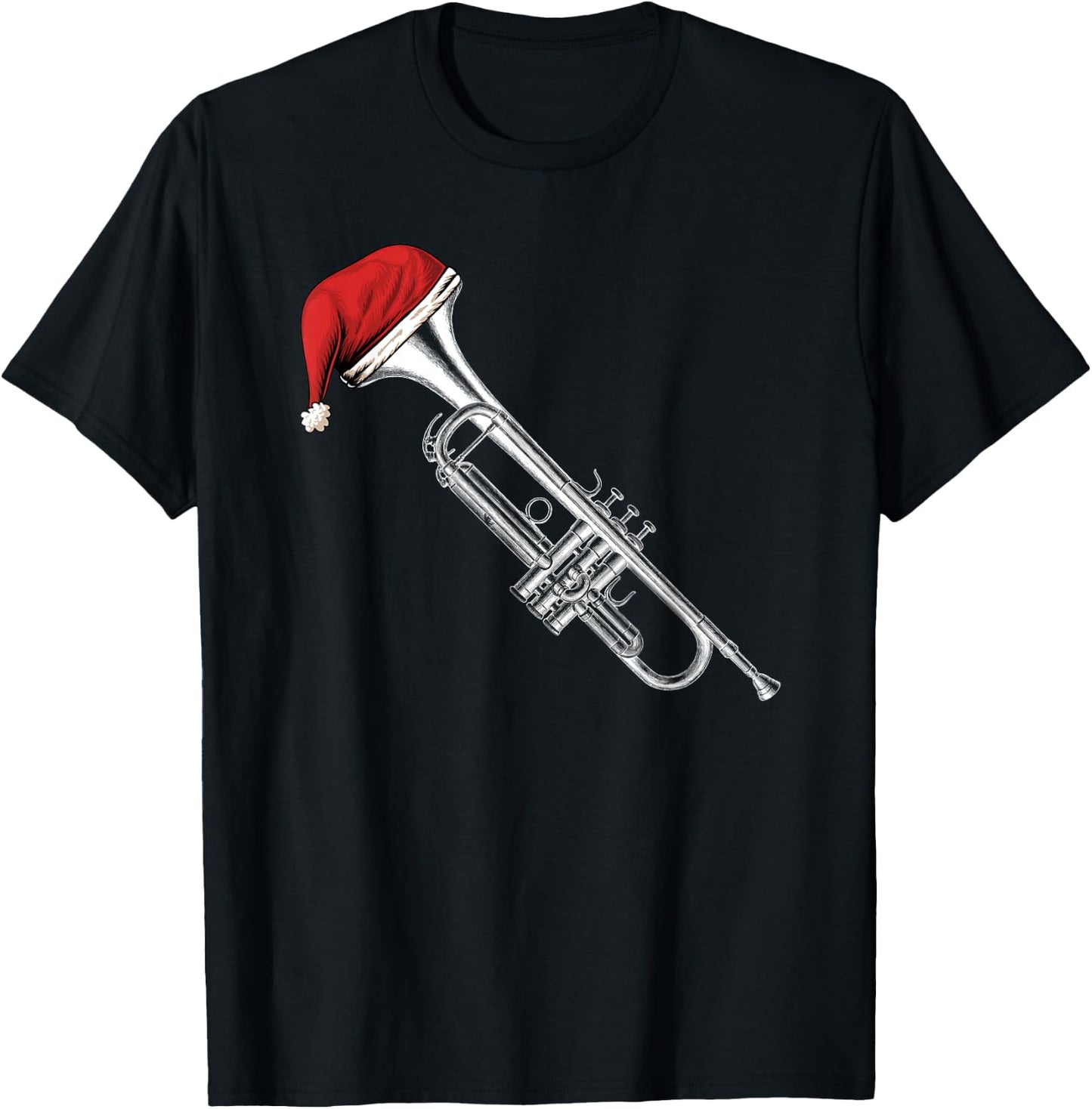 Santa Trumpet Christmas Jazz Music Xmas | For Trumpet Player T-Shirt - T-Shirt | Black