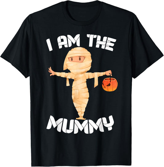 I Am The Mummy Shirt Matching Halloween Costume Mom T-Shirt - T-Shirt | Black
