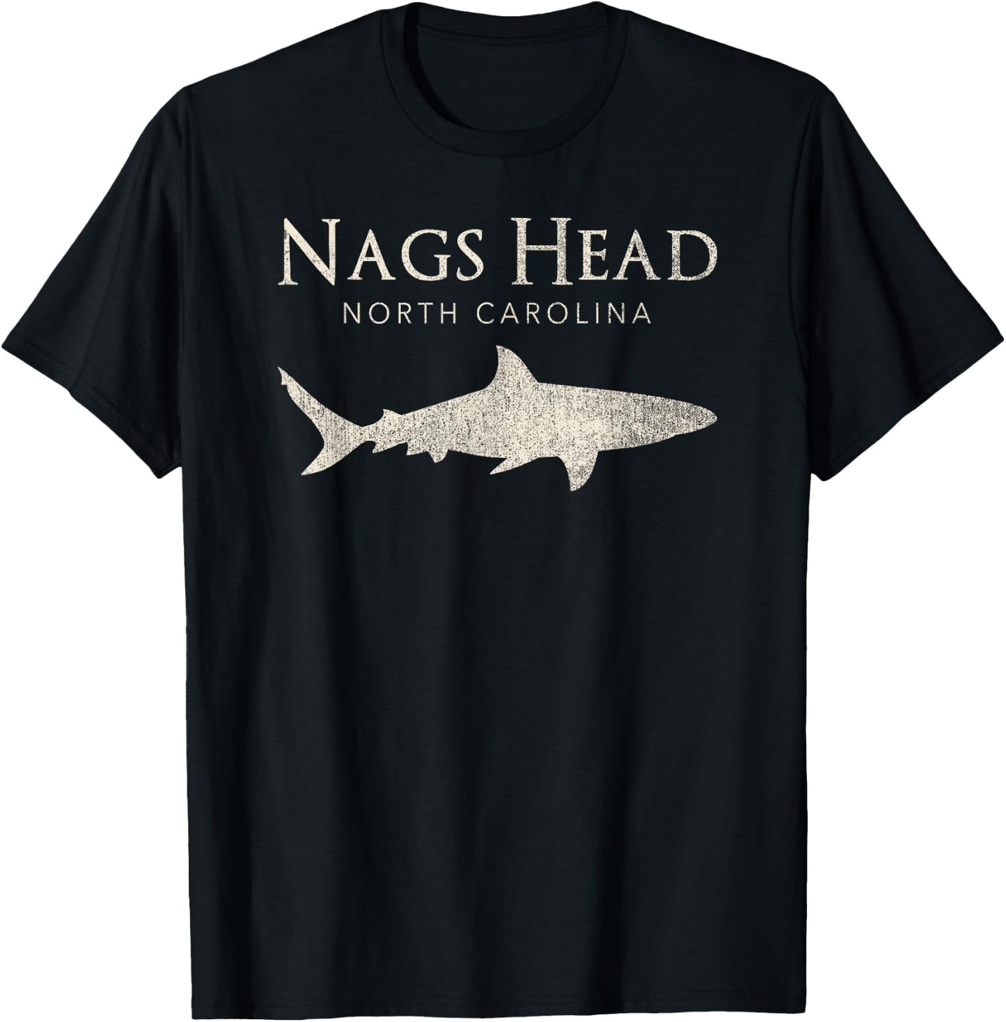 Retro Nags Head NC Shark T-Shirt - T-Shirt | Black