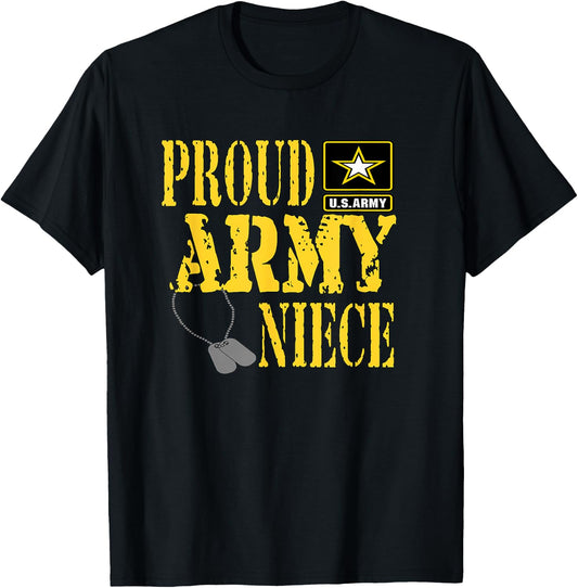 Proud Army Niece Shirt Military Pride T Shirt T-Shirt - T-Shirt | Black