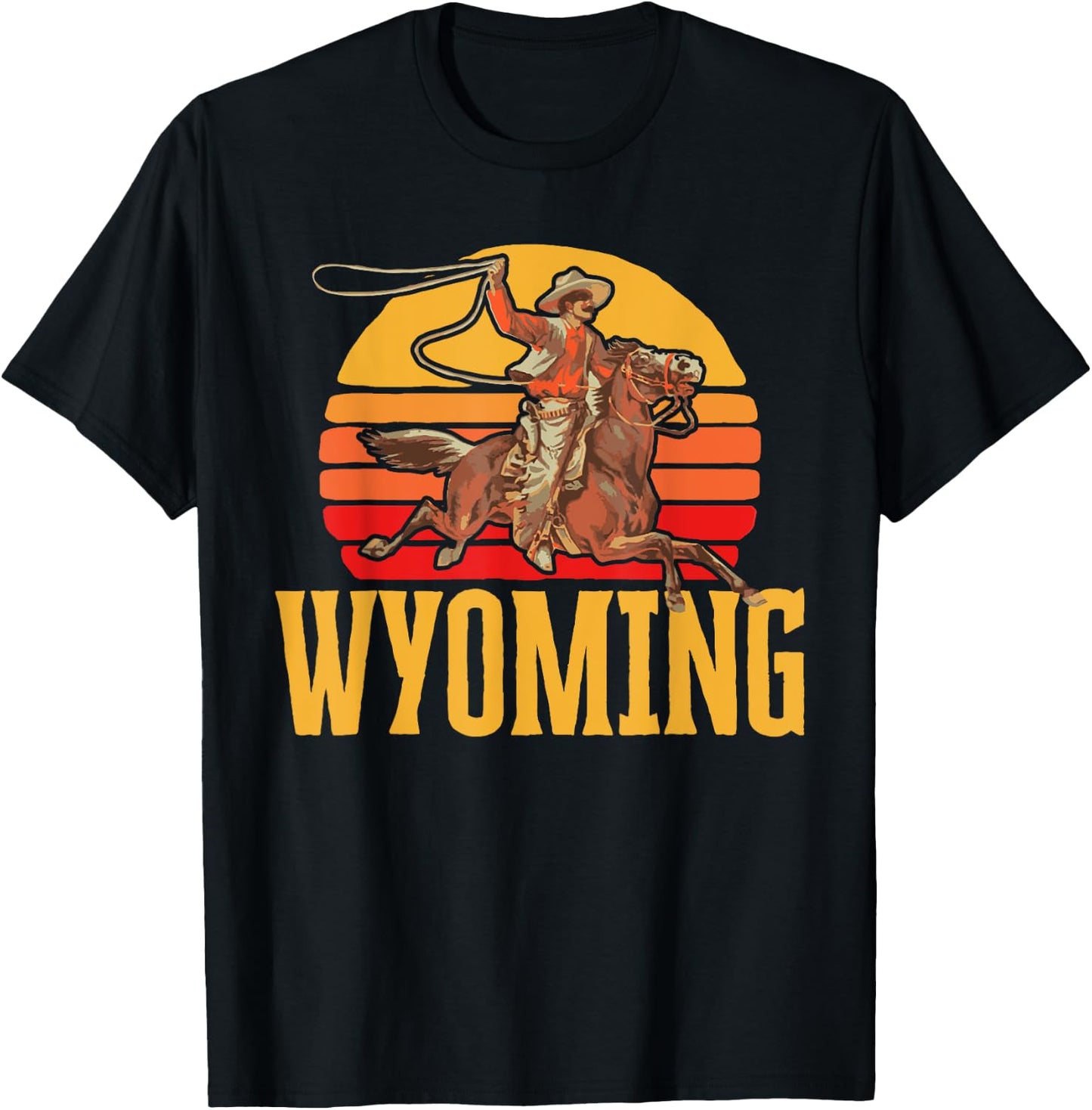 Out West Supply Co. Western Threads Wyoming Retro Roping Cowboy Vintage Graphic T-Shirt - T-Shirt | Black
