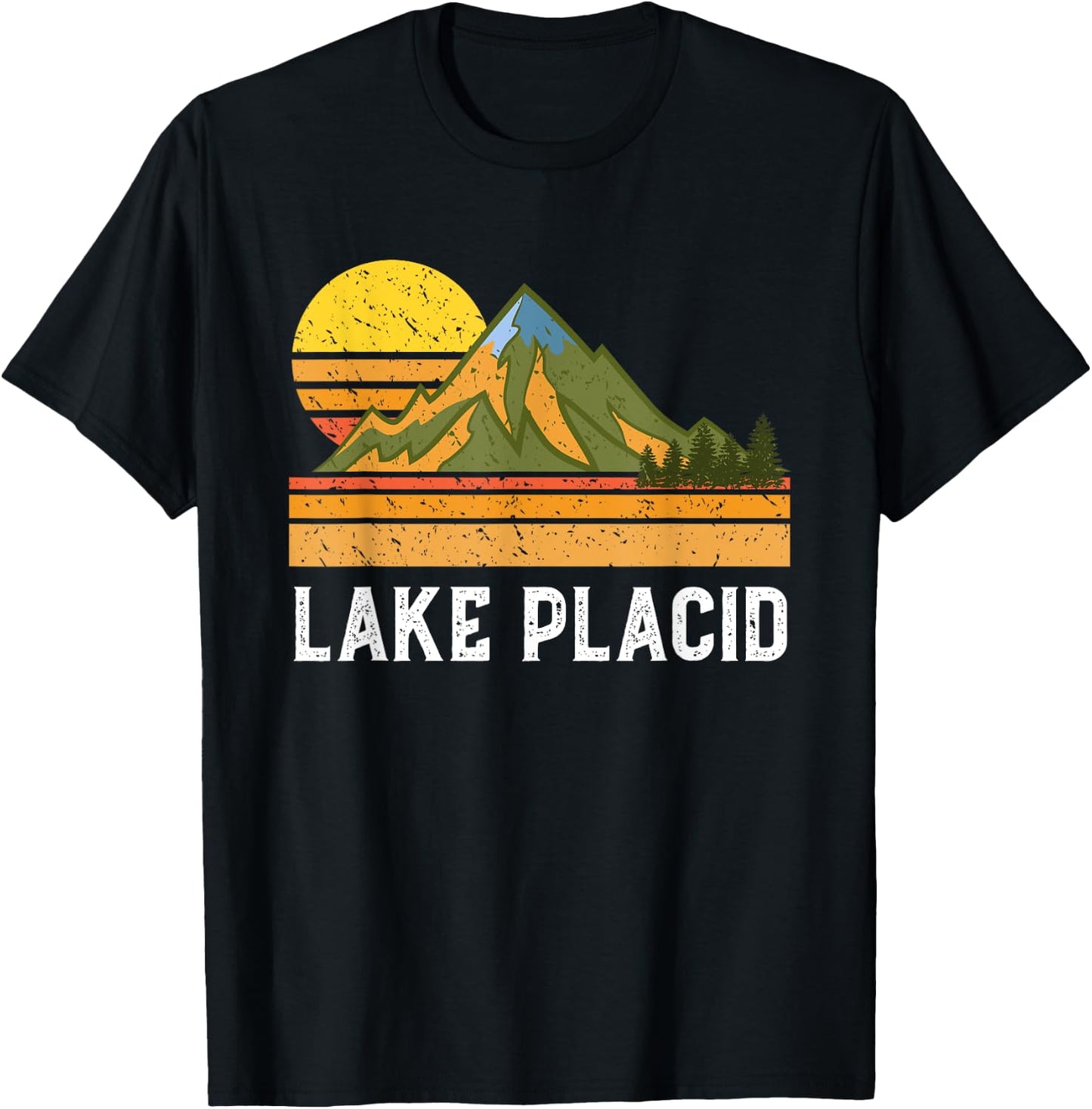 Mountain Sunset Vacation Gift- Lake Placid New York T-Shirt - T-Shirt | Black