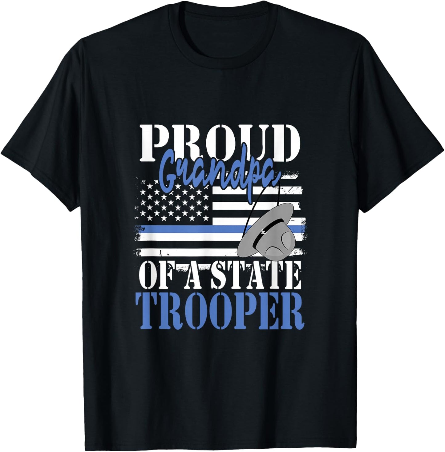 Proud Grandpa of a State Trooper Police Officer Graduation T-Shirt - T-Shirt | Black