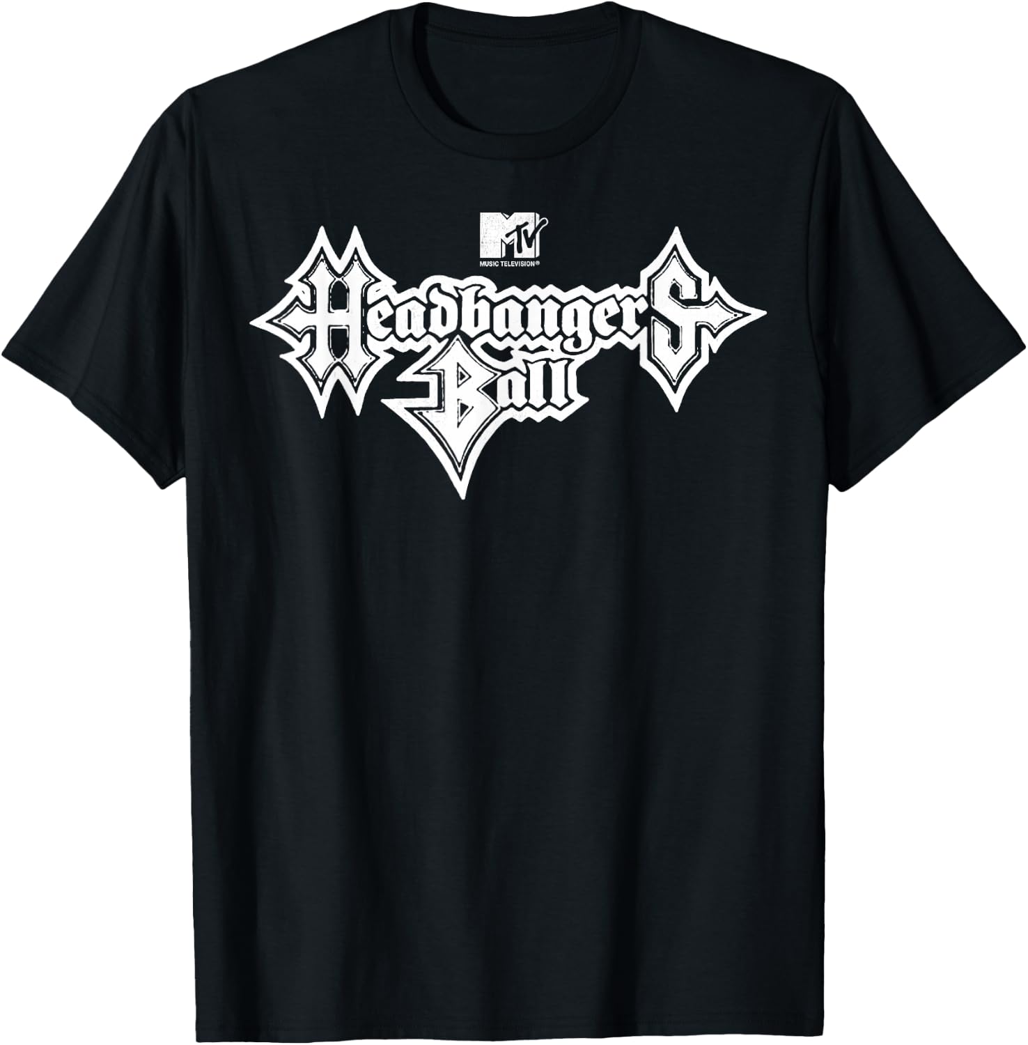 MTV Headbangers Ball: Classic Fit, Round Neck, Short Sleeve Black Metal Text T-Shirt - T-Shirt | Black