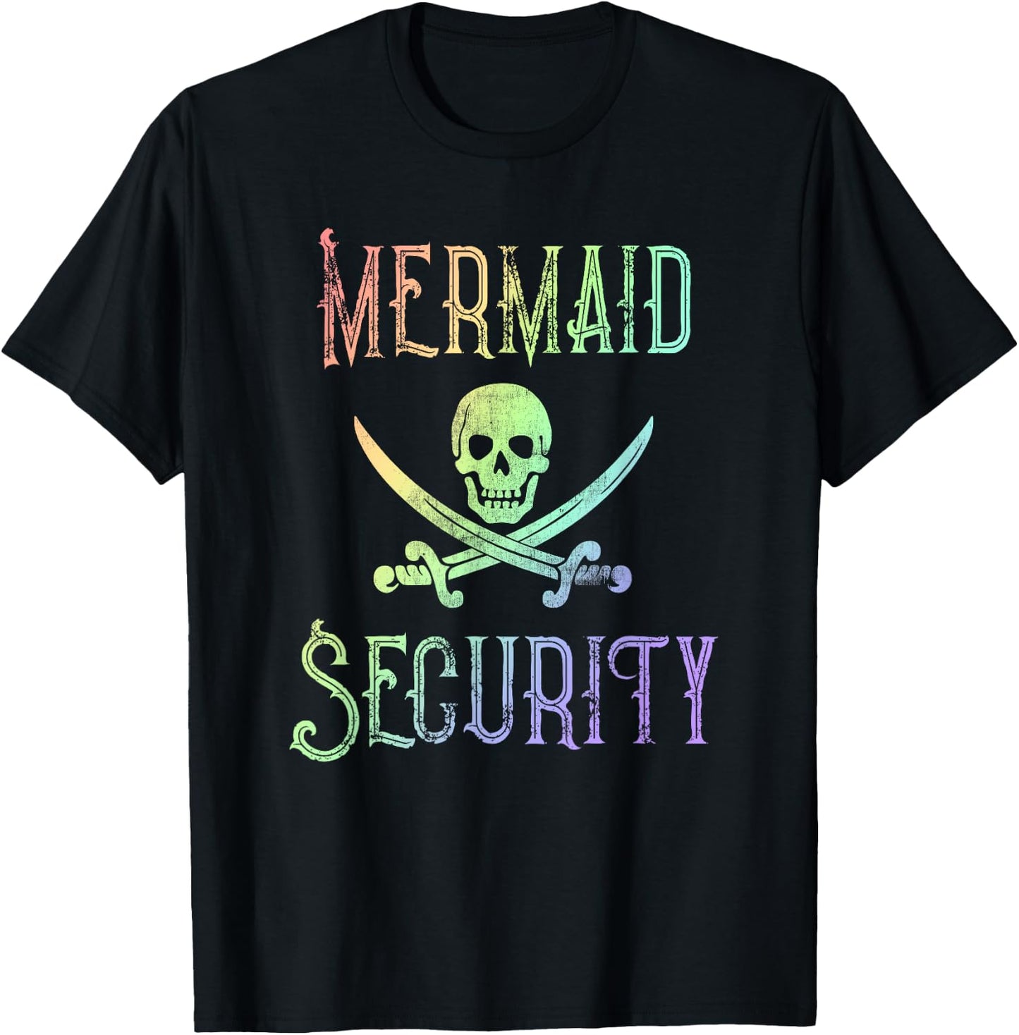 Rainbow Pirate Mermaid Security Halloween Costume Party Small T-Shirt - T-Shirt | Black