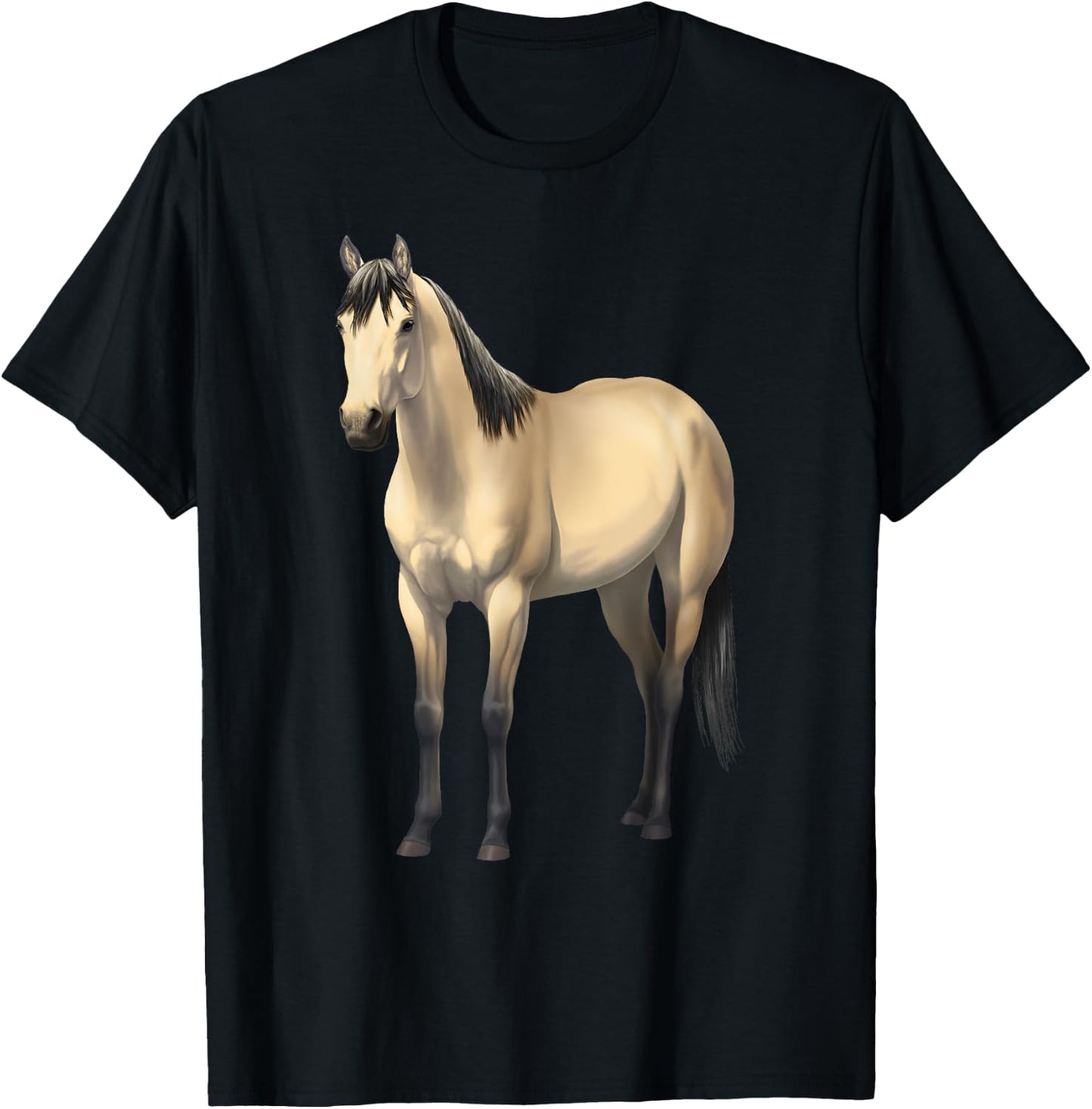 Beautiful Buttermilk Buckskin Quarter Horse T-Shirt - T-Shirt | Black