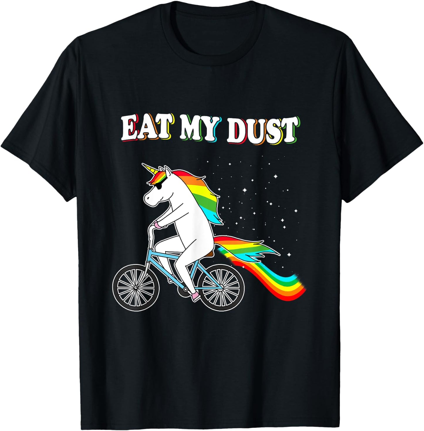 Eat my Dust Funny Unicorn Riding a Bicycle Unicorn Shirt T-Shirt - T-Shirt | Black