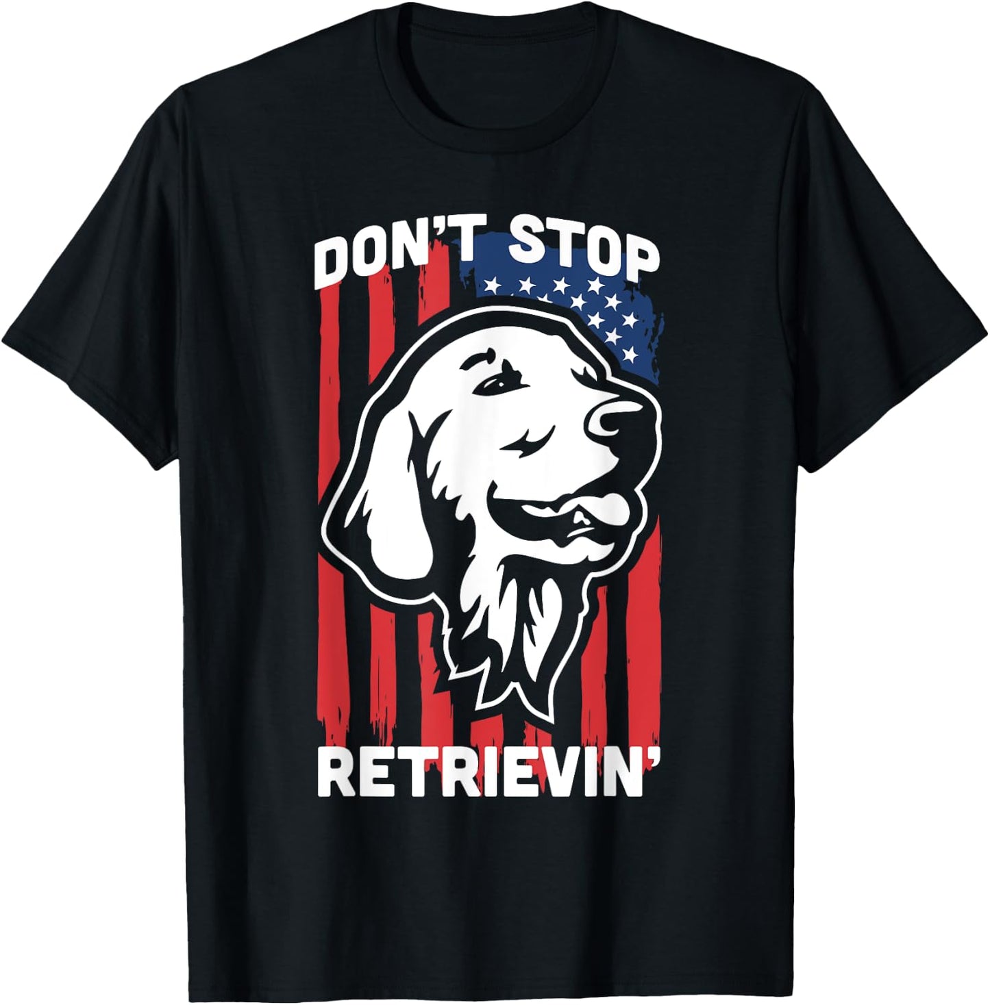 Don't Stop Retrieving Shirt American Flag Golden Retriever Kids Men T-Shirt - T-Shirt | Black