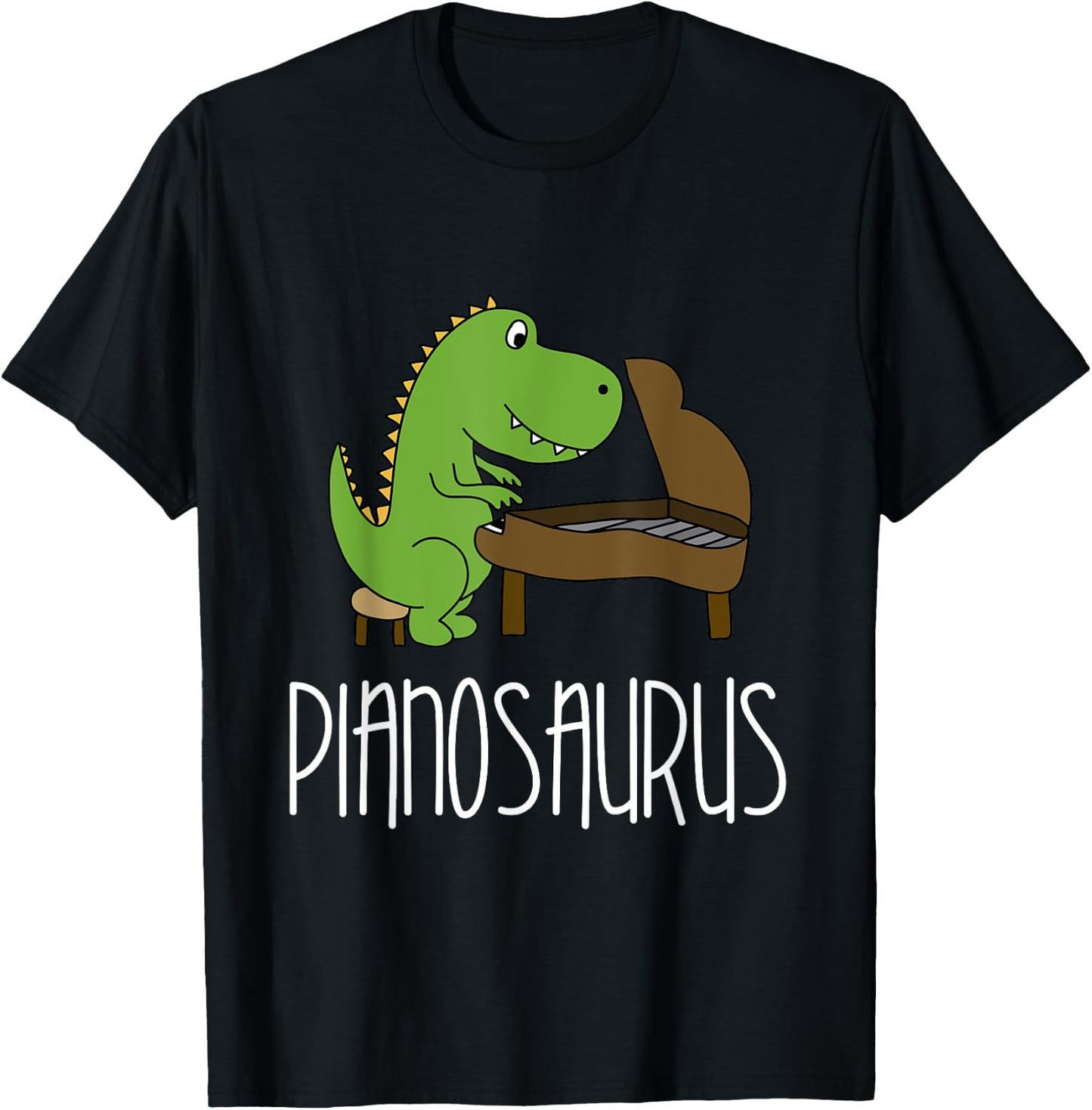 Pianosaurus - Funny Piano Dinosaur Pun T-Rex T-Shirt - T-Shirt | Black