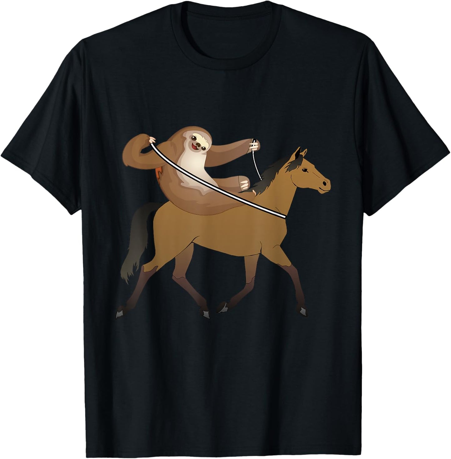 Funny Sloth Riding Horse For Sloths Costume Lover Gift T-Shirt - T-Shirt | Black