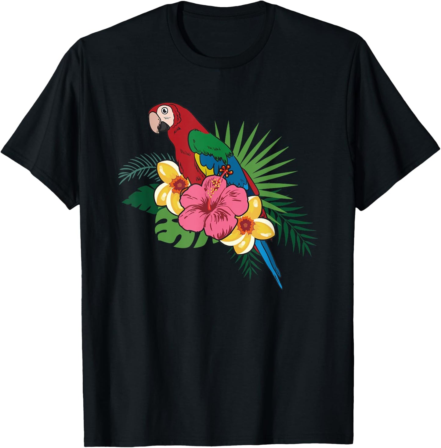 Vintage Aloha Hawaiian Parrot Shirt - Macaw T-Shirt - T-Shirt | Black