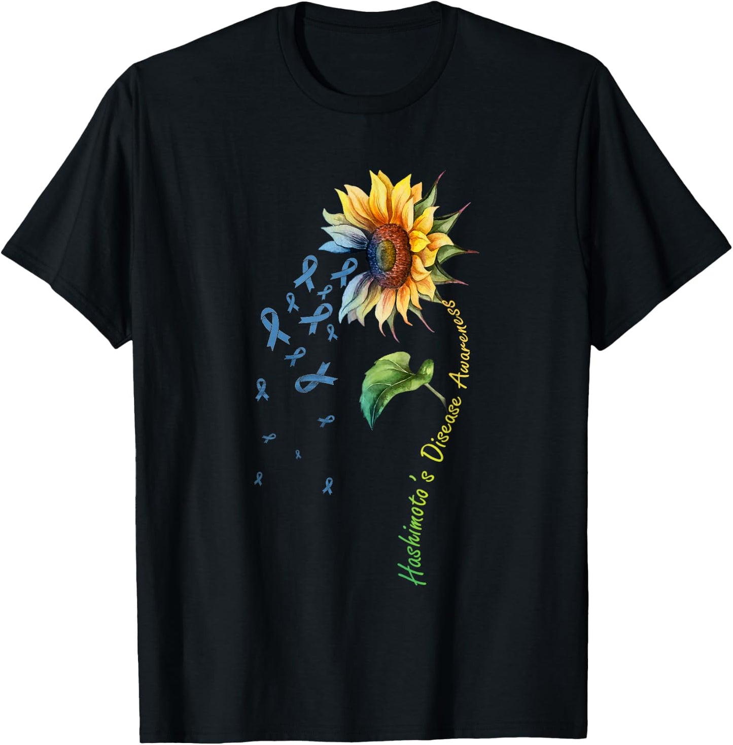Hashimoto's Disease Awareness Sunflower Shirt T-Shirt - T-Shirt | Black