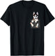 Siberian Husky In Pocket Puppy T Shirt T-Shirt - T-Shirt | Black