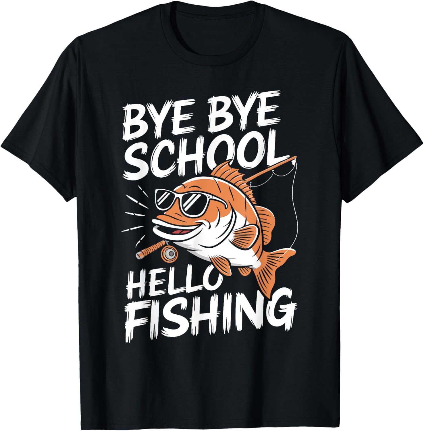 A Playful Cartoon Fish - Summer Fishing Last Day Of School T-Shirt - T-Shirt | Black