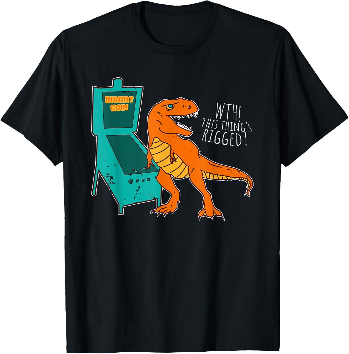 Dinosaur Pinball Wizard Arcade Machine Player Picture Shirt T-Shirt - T-Shirt | Black