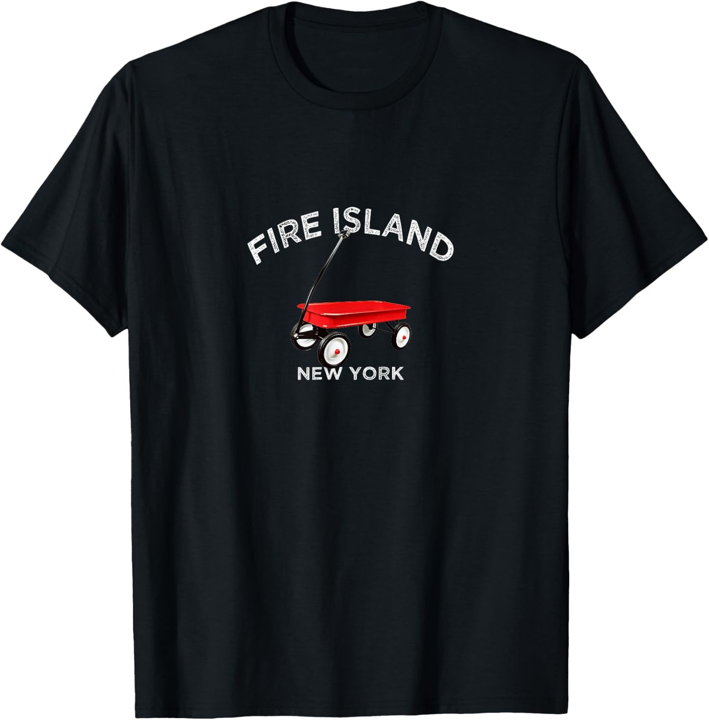 Fire Island Red Wagon New York Barefoot Beach Summertime T-Shirt - T-Shirt | Black