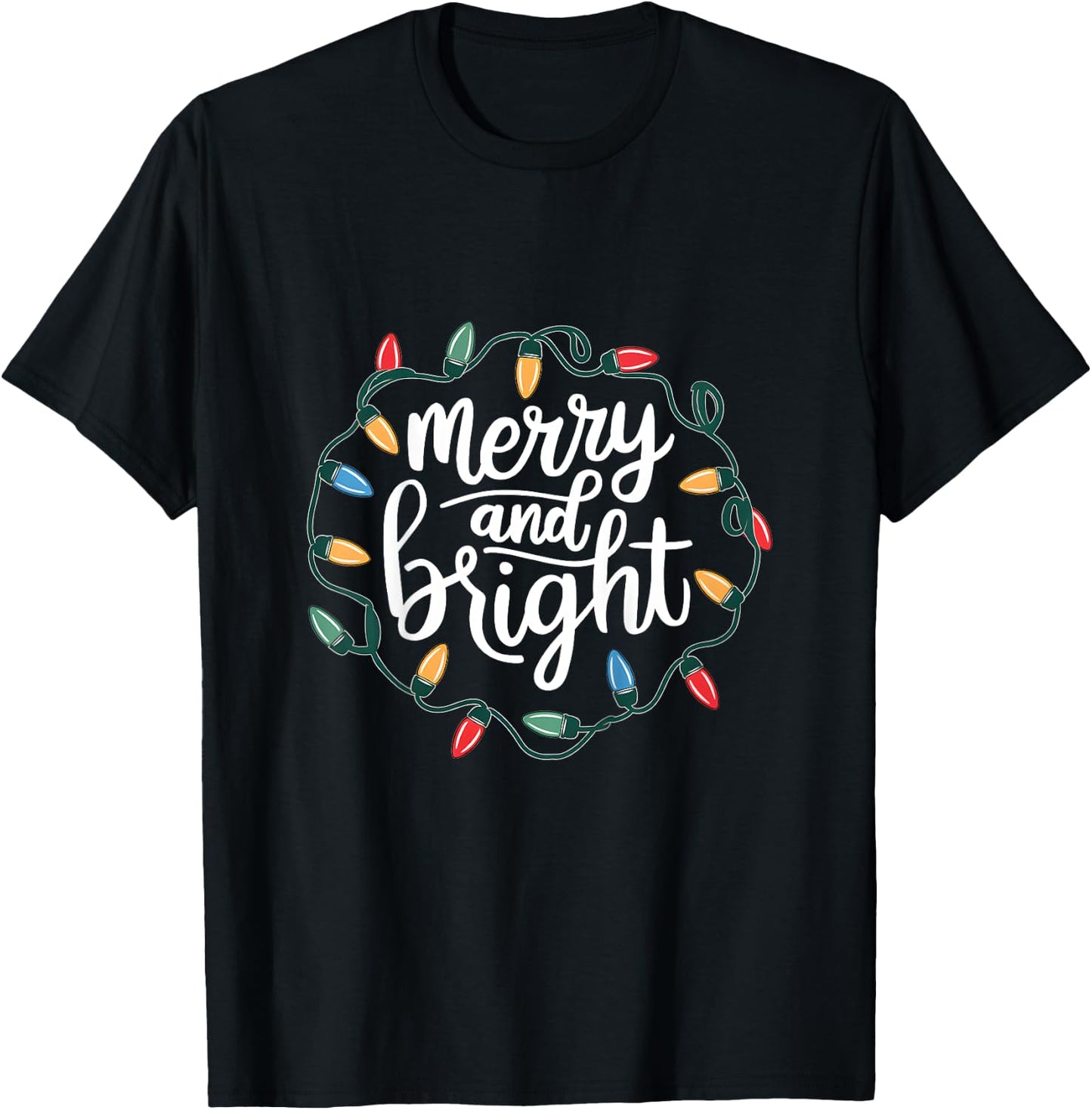 Kids Girls Merry And Bright Shirt Kids Little Girl Christmas T-Shirt - T-Shirt | Black
