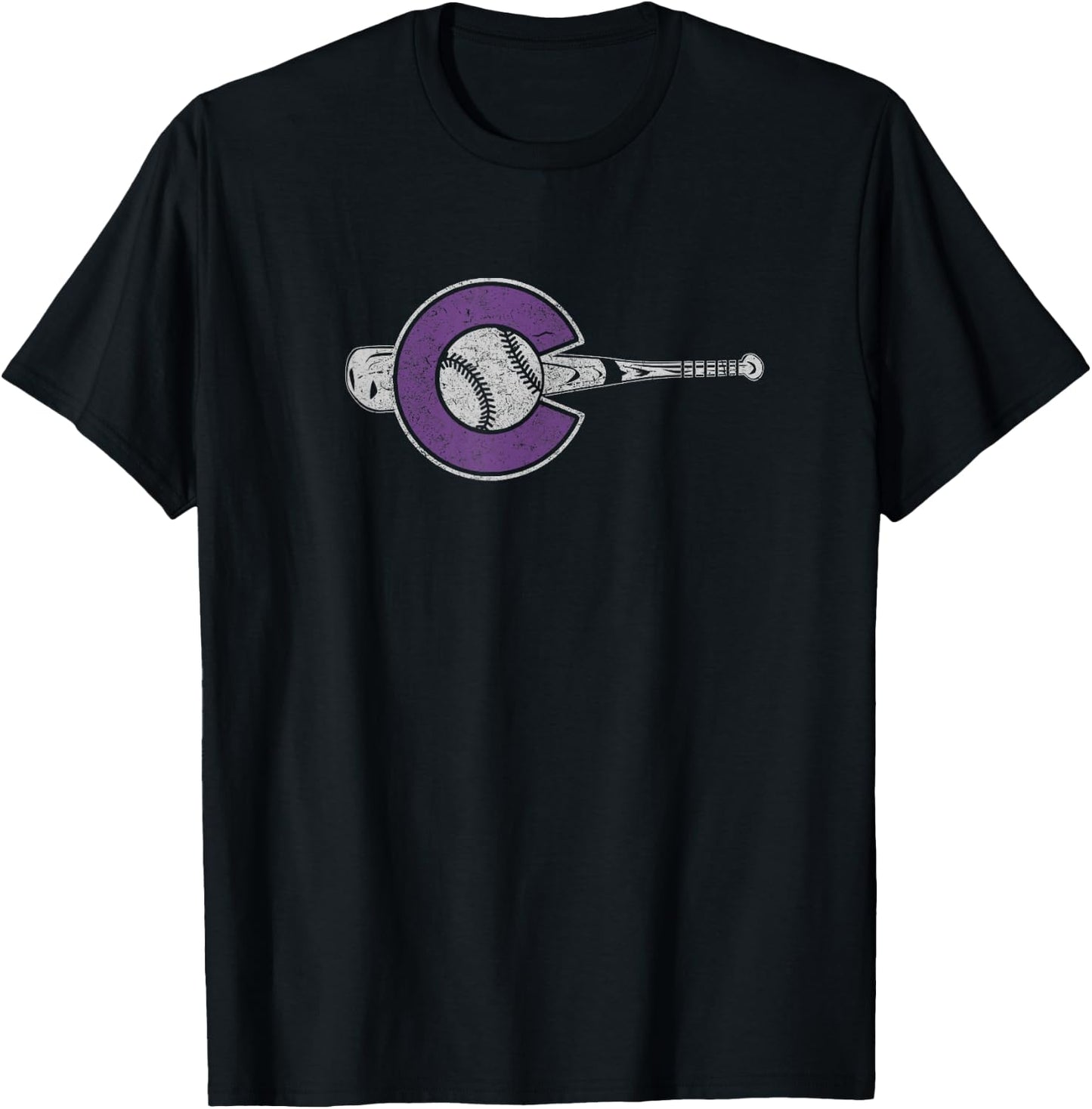 Colorado Baseball Colorado State Flag and Baseball Design T-Shirt - T-Shirt | Black