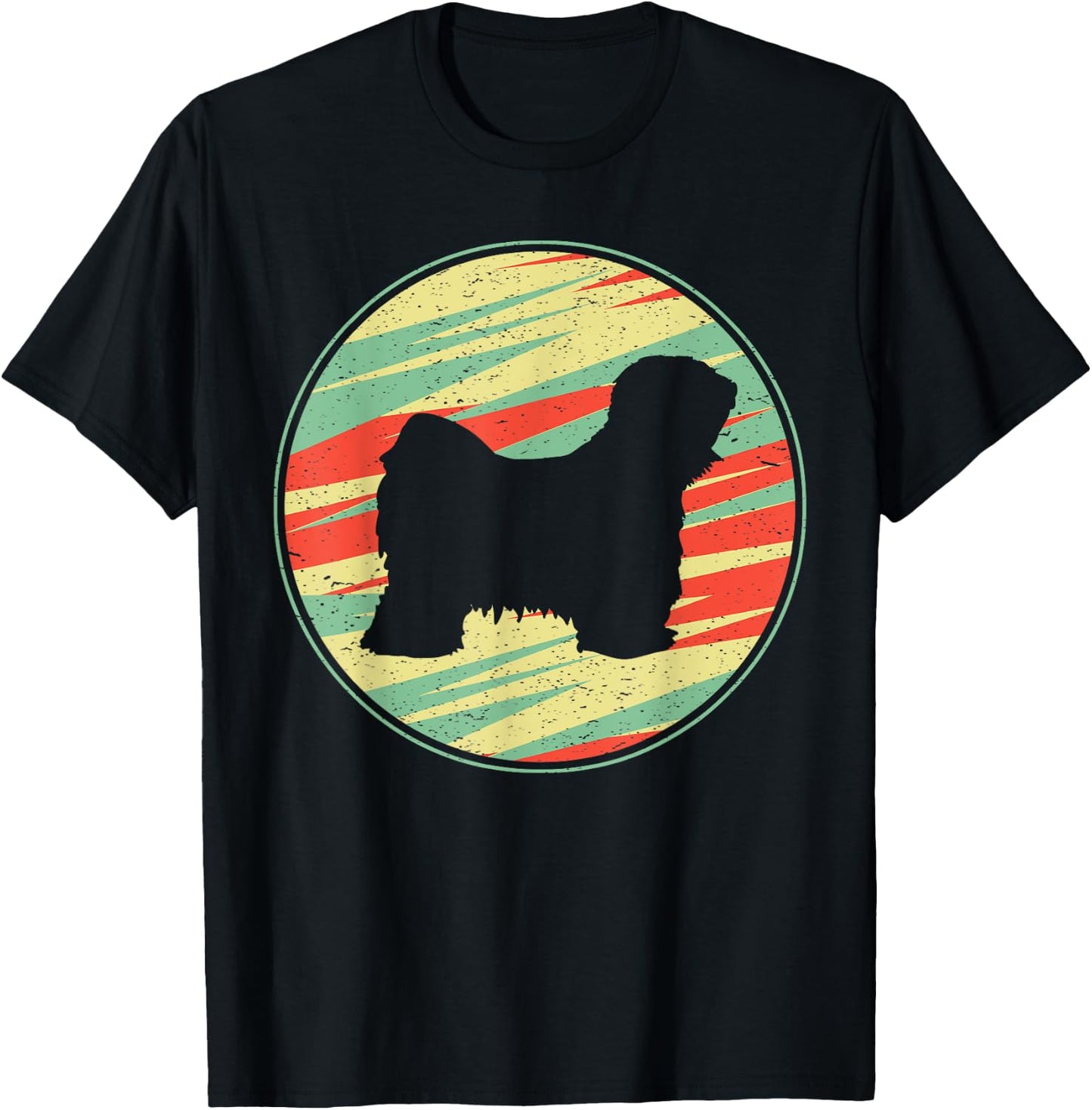 Tibetan Terrier Retro Vintage Silhouette Cute Dog Gift Men Women Kids T-Shirt - T-Shirt | Black