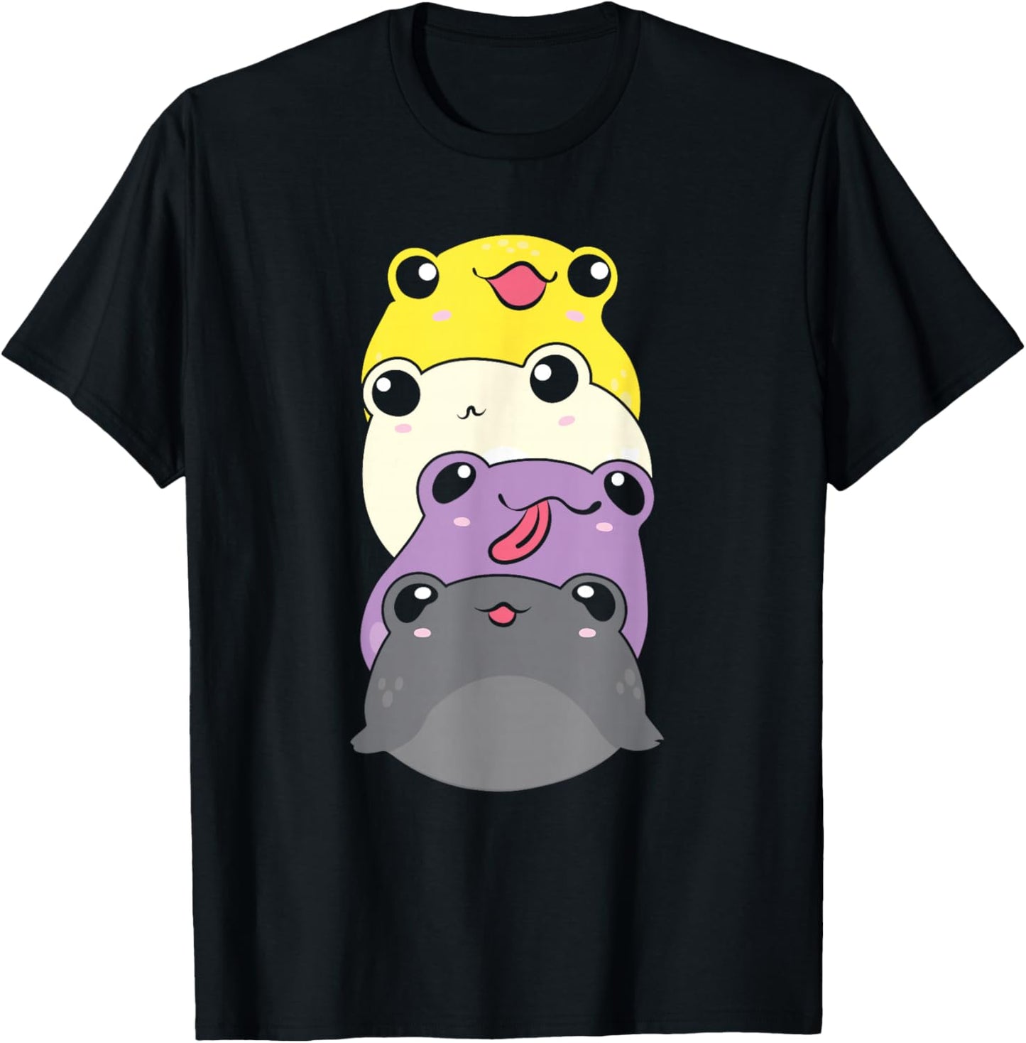 Nonbinary Flag Color Cute Frogs Subtle Enby Pride T-Shirt - T-Shirt | Black