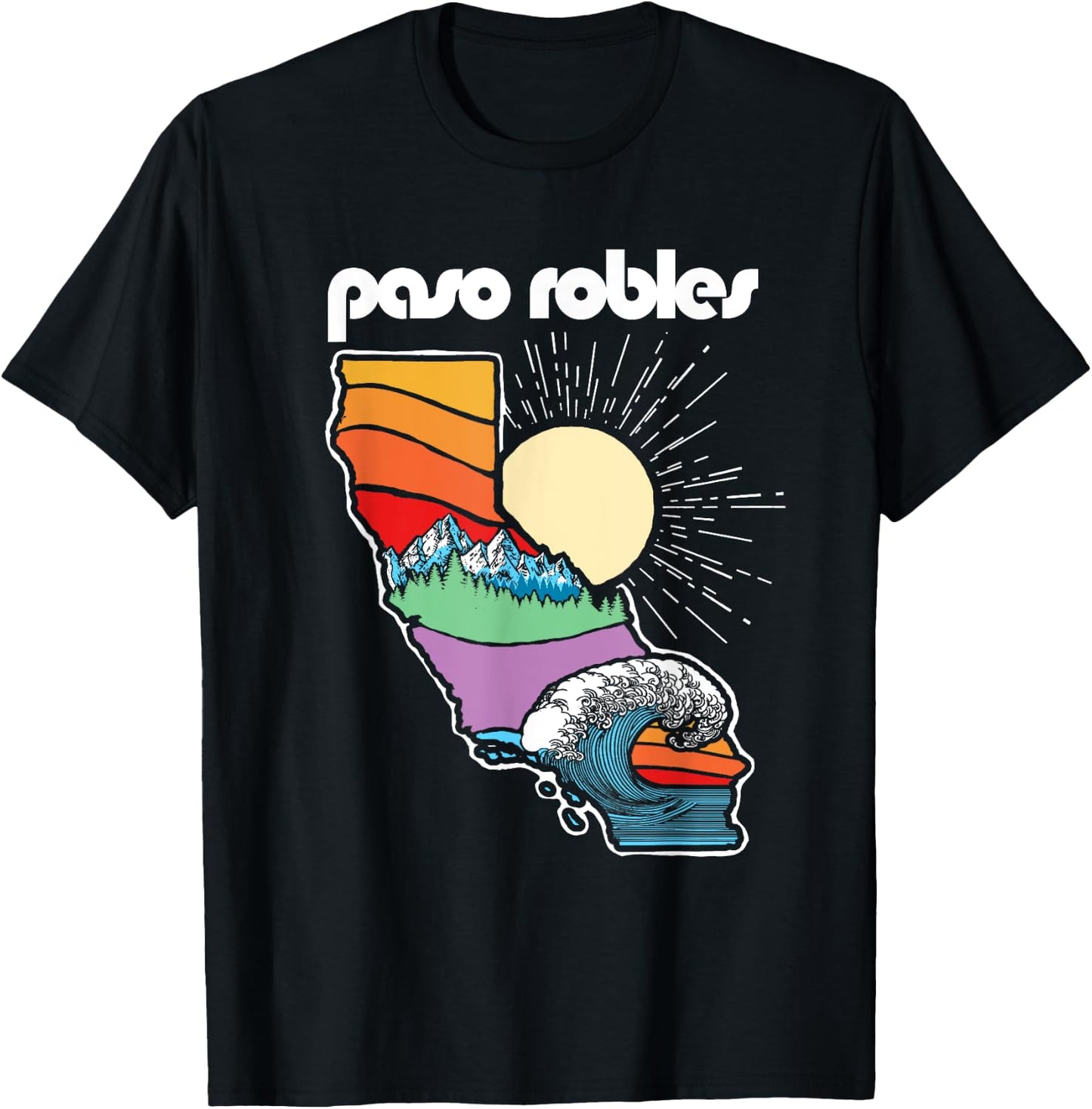 Paso Robles California Outdoors Retro Nature Graphic T-Shirt - T-Shirt | Black