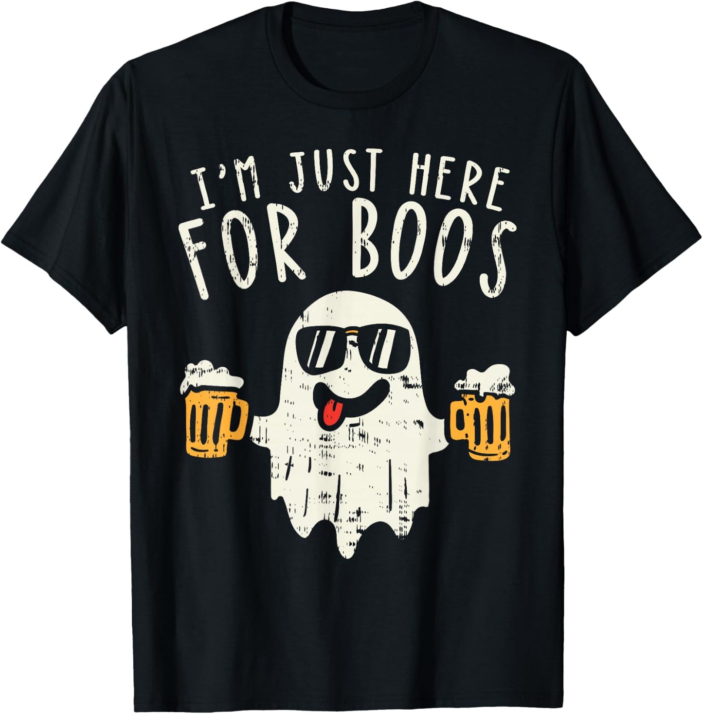 Im Just Here For The Boos Ghost Halloween Costume Beer Lover T-Shirt - T-Shirt | Black