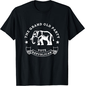 GOP Vote Republican Party Elephant Vintage Political T-Shirt - T-Shirt | Black