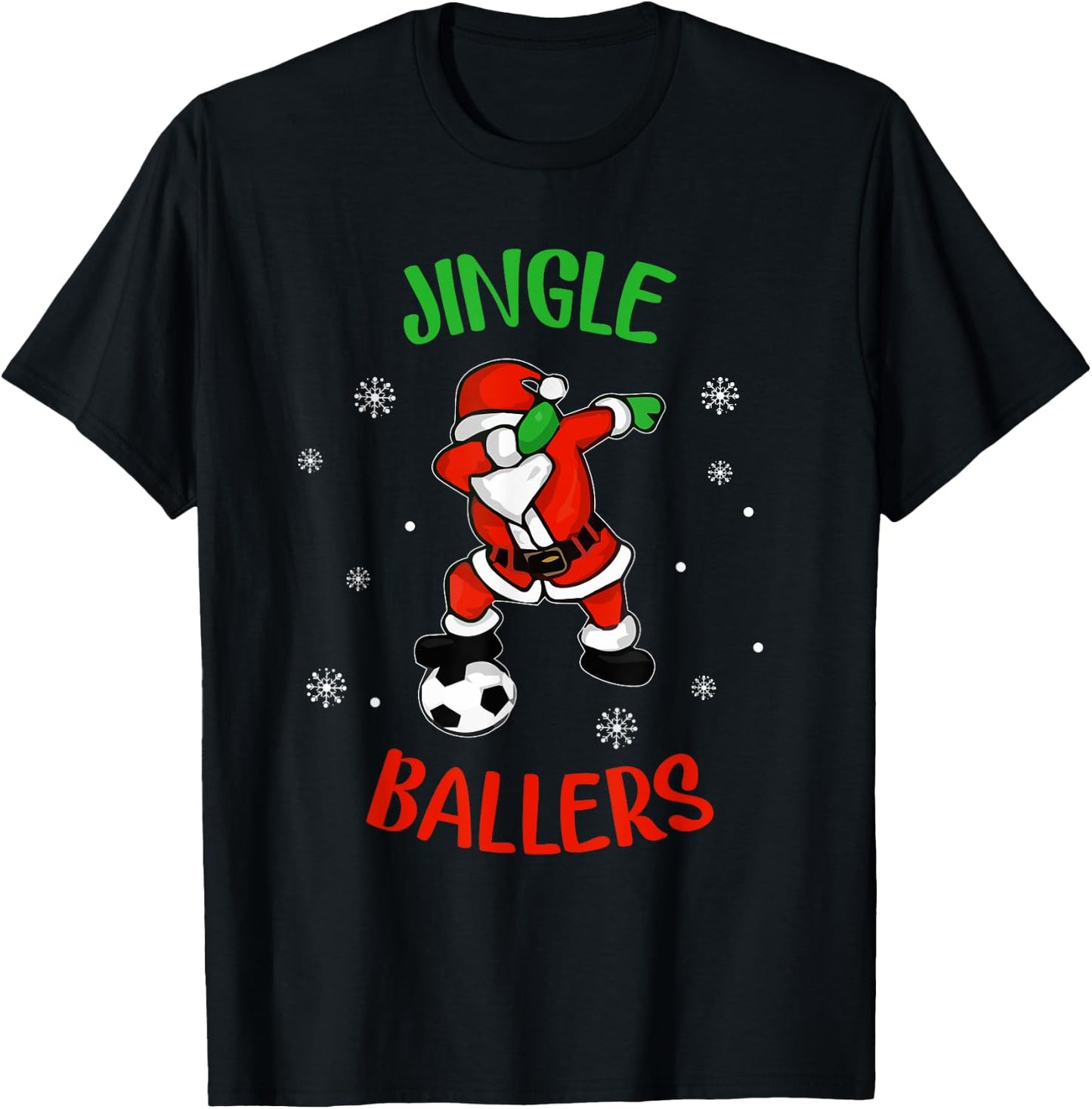 Jingle Ballers Christmas Soccer Santa Football T-Shirt - T-Shirt | Black