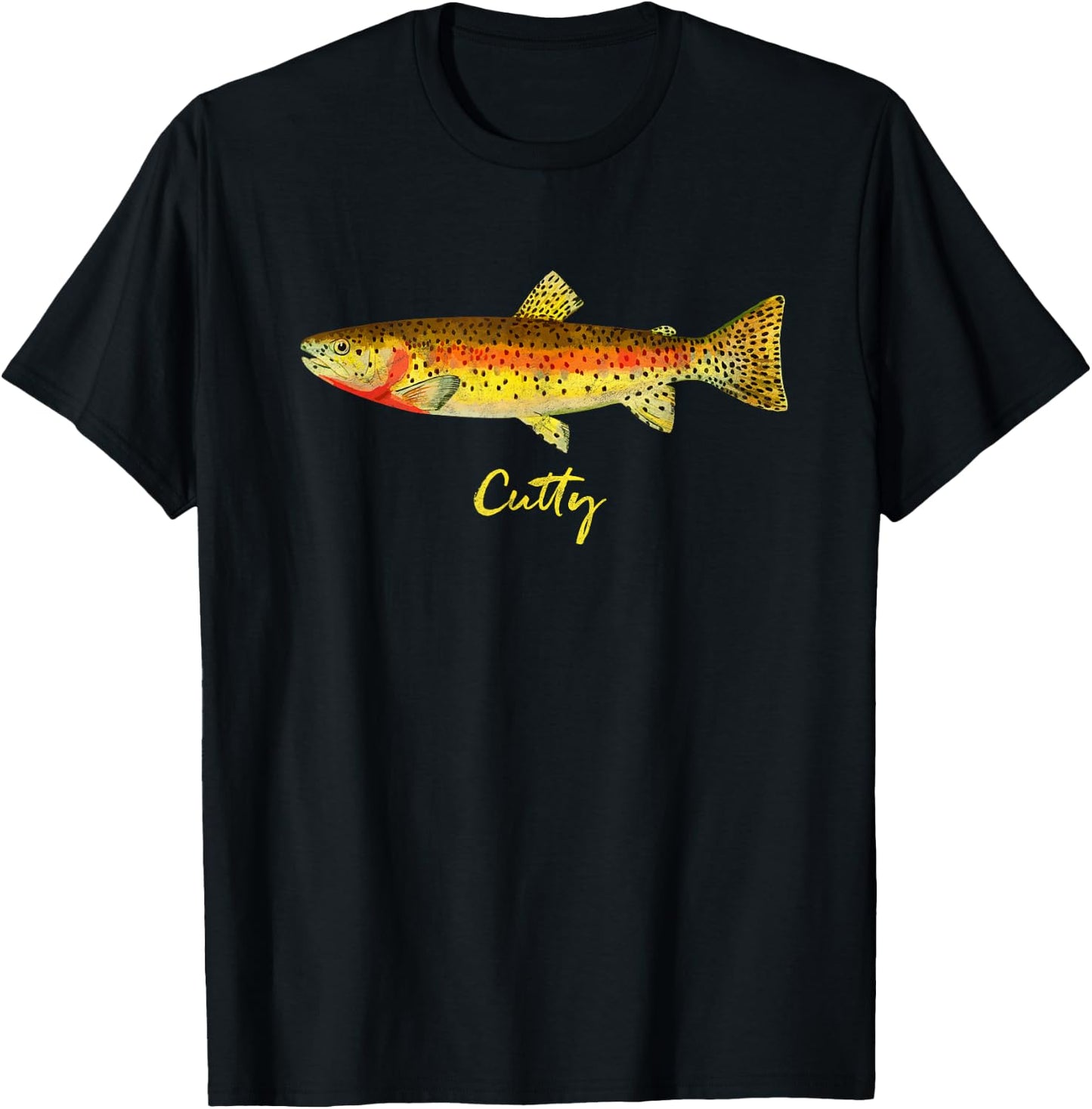 Retro Cutthroat Trout Vintage Fly Fishing T-Shirt - T-Shirt | Black