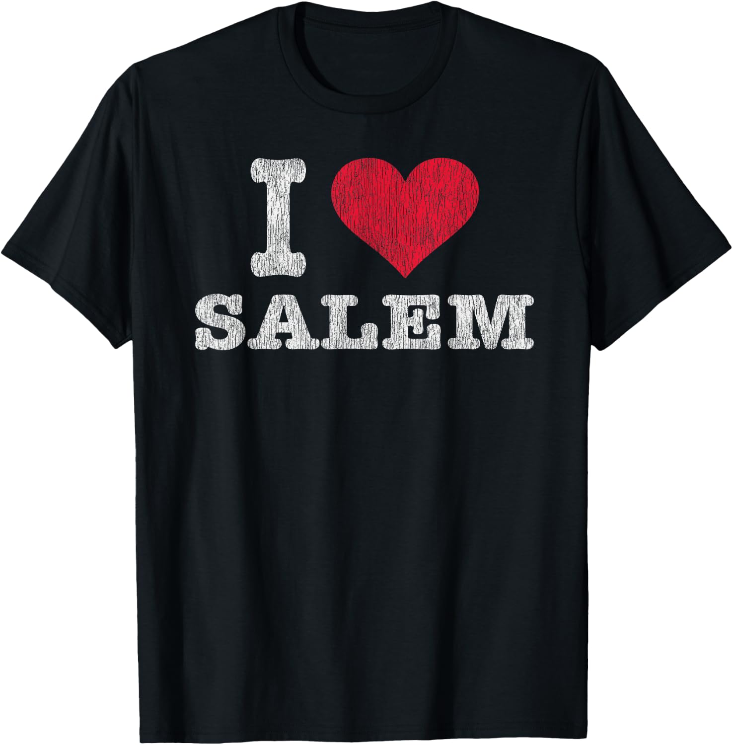 Distressed Retro I Love Salem Souvenir Gift T-Shirt - T-Shirt | Black