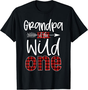 Grandpa of the Wild One Shirt Plaid Lumberjack 1st Birthday T-Shirt - T-Shirt | Black