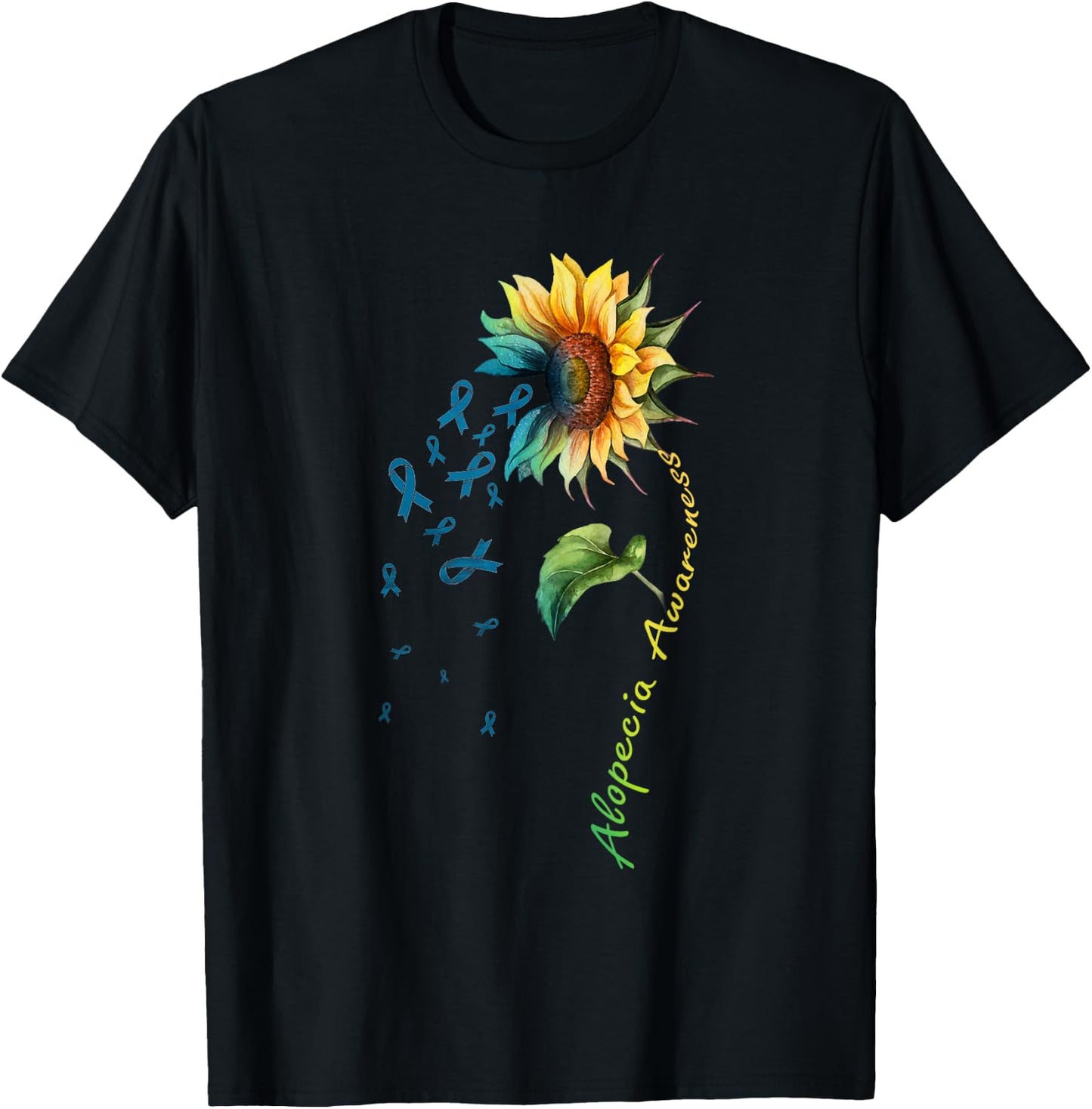 Alopecia Awareness Sunflower Shirt T-Shirt - T-Shirt | Black