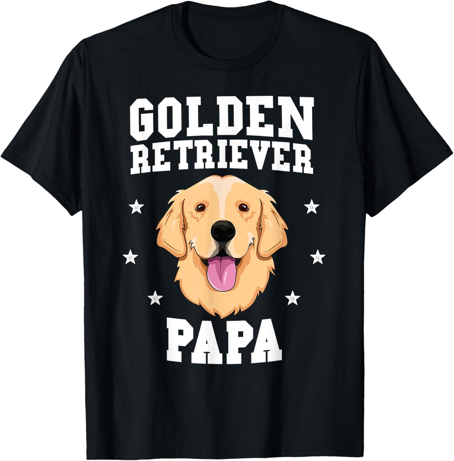 Golden Retriever Papa Father Fur Dad Dog Puppy Adopt Puppy Men Women Kids T-Shirt - T-Shirt | Black