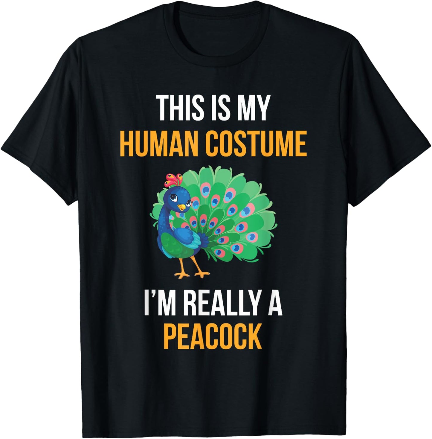 Funny Halloween Peacock Costume Shirt for Kids Women Men T-Shirt - T-Shirt | Black