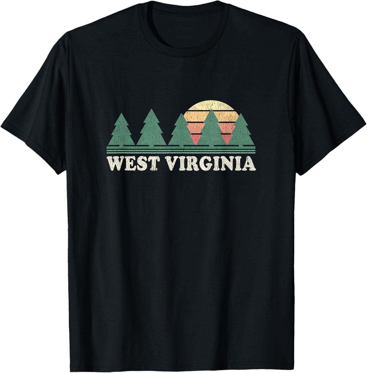 West Virginia WV Vintage Retro 70s T-Shirt - T-Shirt | Black