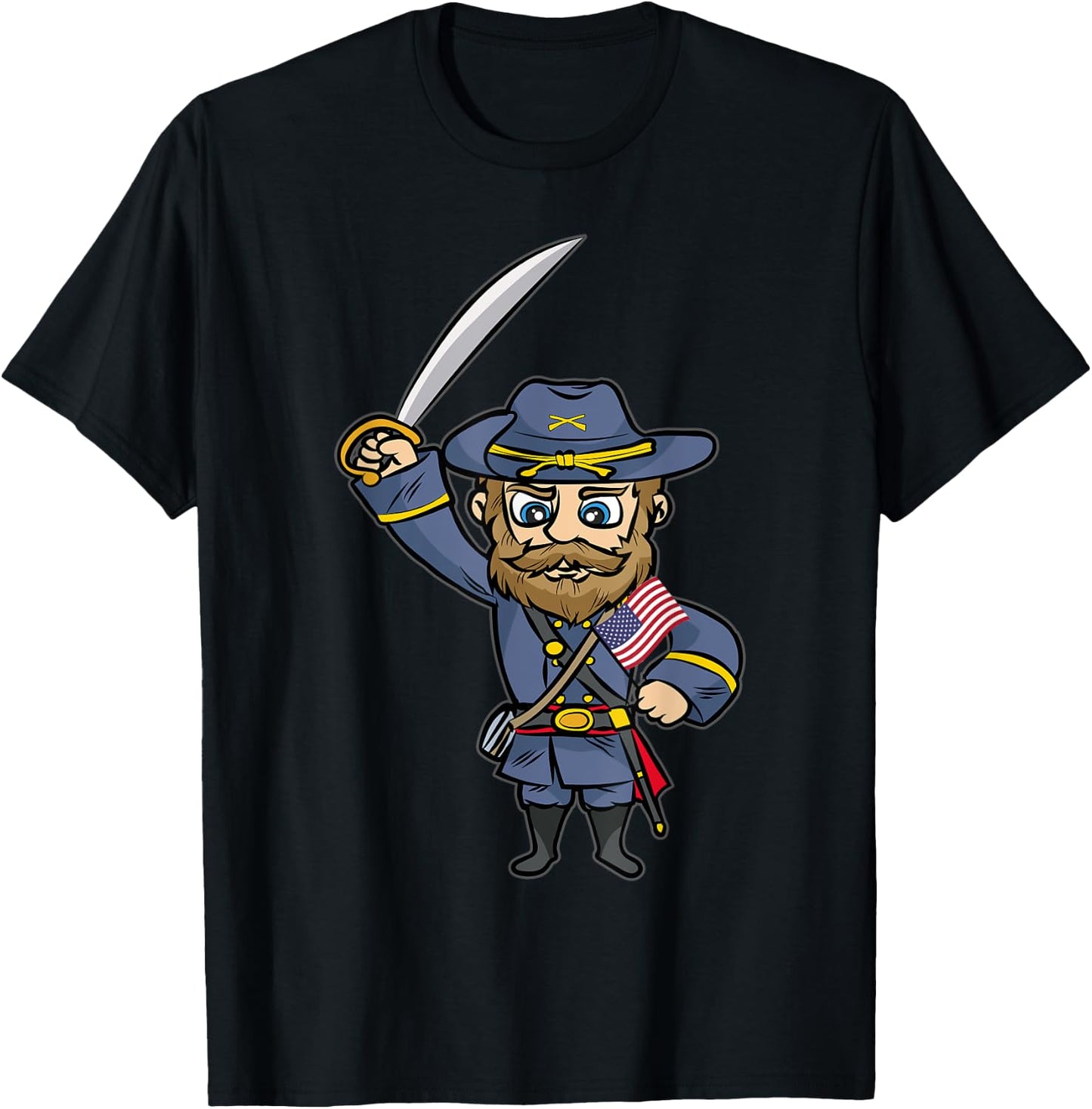 Civil War Soldier | Union General Cartoon Gift Comic T-Shirt - T-Shirt | Black