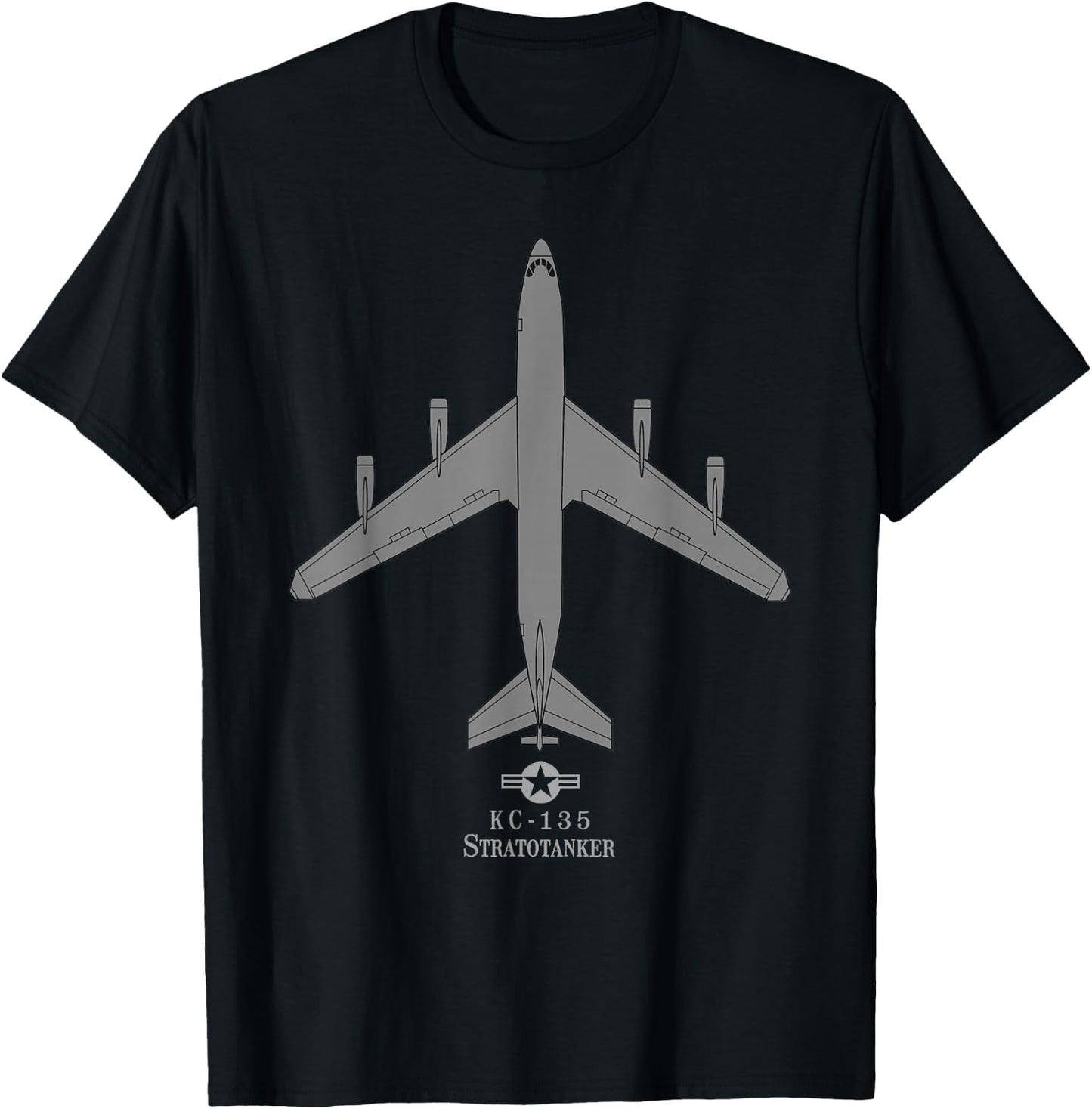 KC-135 Stratotanker Tech Drawing Military Airplane T-Shirt - T-Shirt | Black