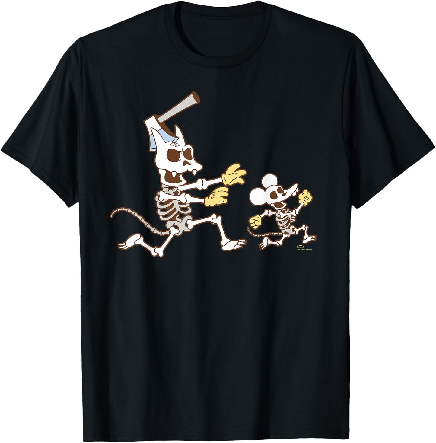 The Simpsons Halloween Itchy & Scratchy Skeleton Chase T-Shirt - T-Shirt | Black