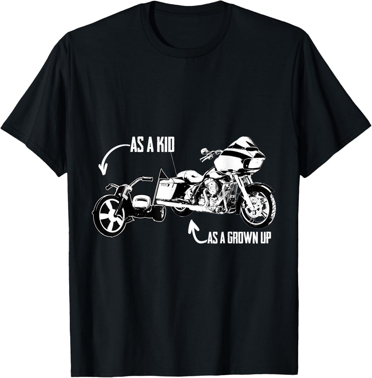 Men's Kid's Big Wheel Tricycle Road Glide Motorcycle Design T-Shirt - T-Shirt | Black