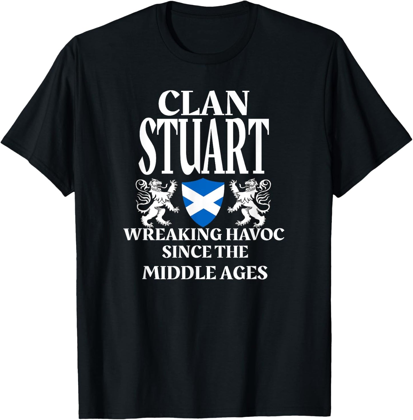 Stuart Scottish Family Clan Scotland Name Lion T-Shirt - T-Shirt | Black