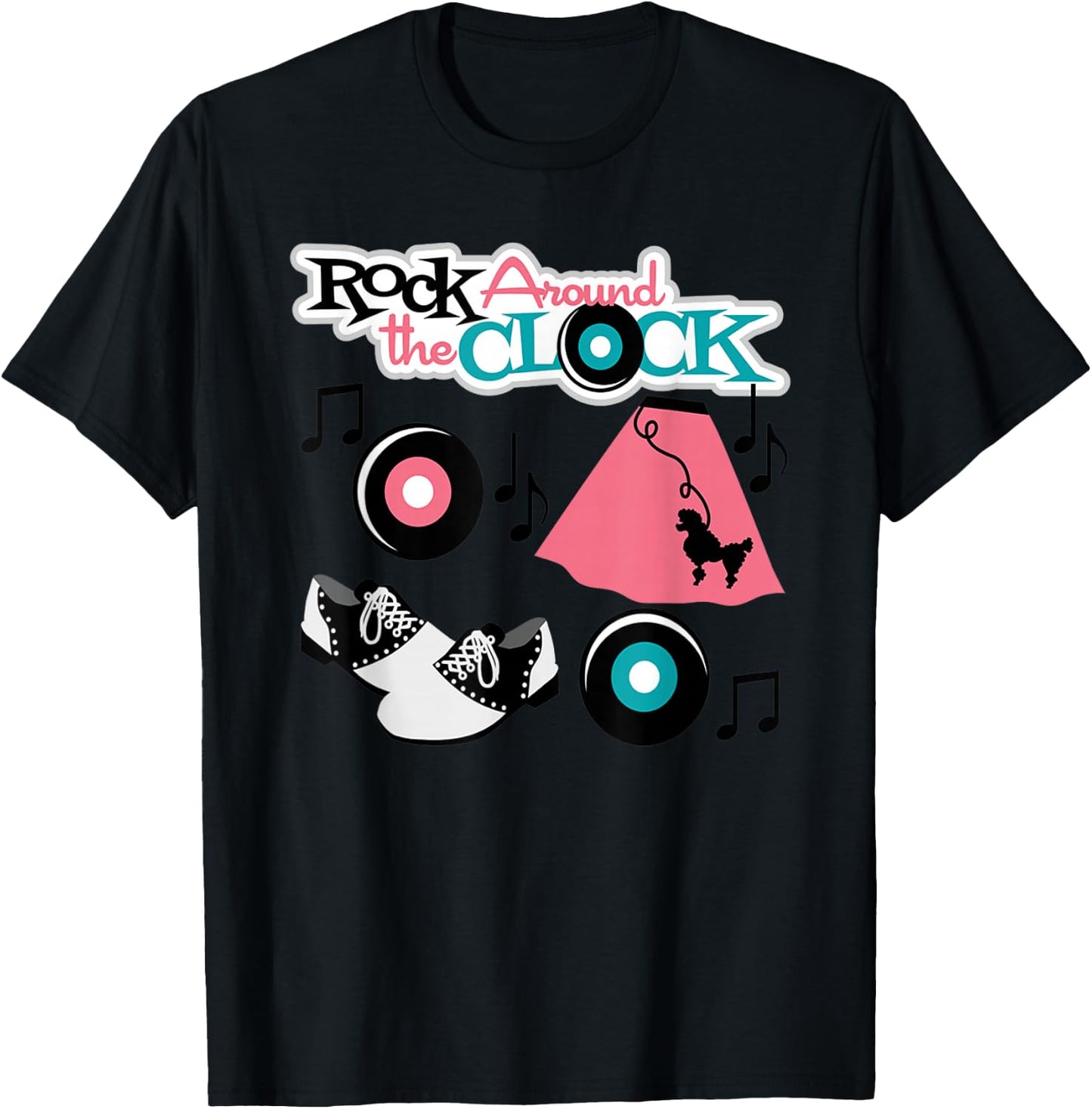 Rock Around the Clock 50's T-Shirt - T-Shirt | Black